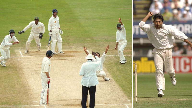 Mushtaq Ahmed in 1996 against England odi match