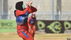 A player from Afghanistan's women cricket team