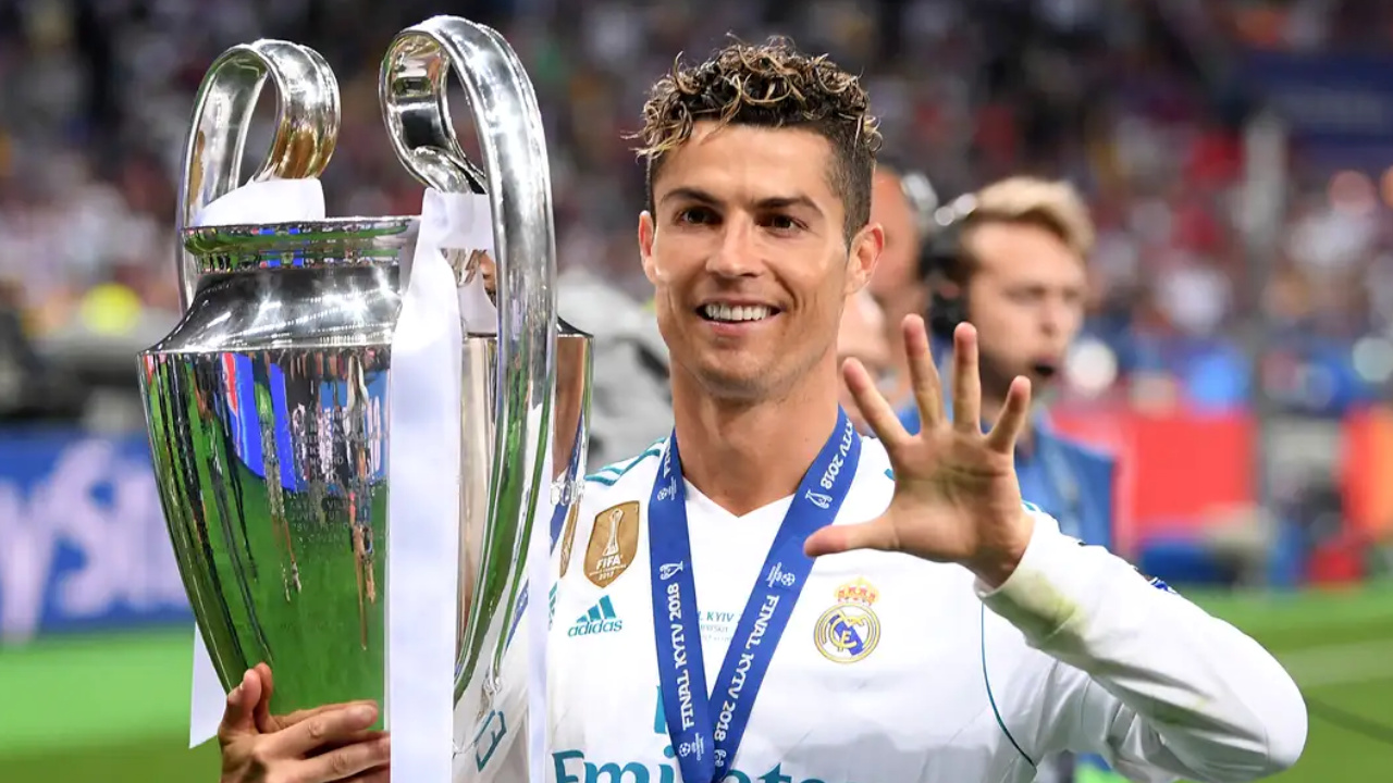Cristiano Ronaldo with Champions league trophy