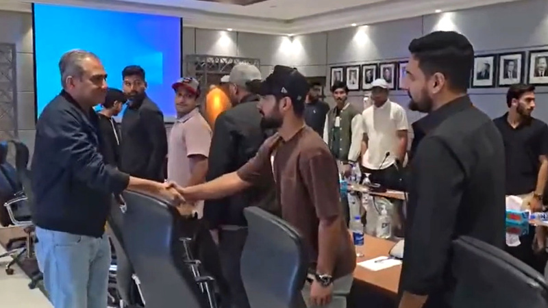 Pakistani young players with PCB president