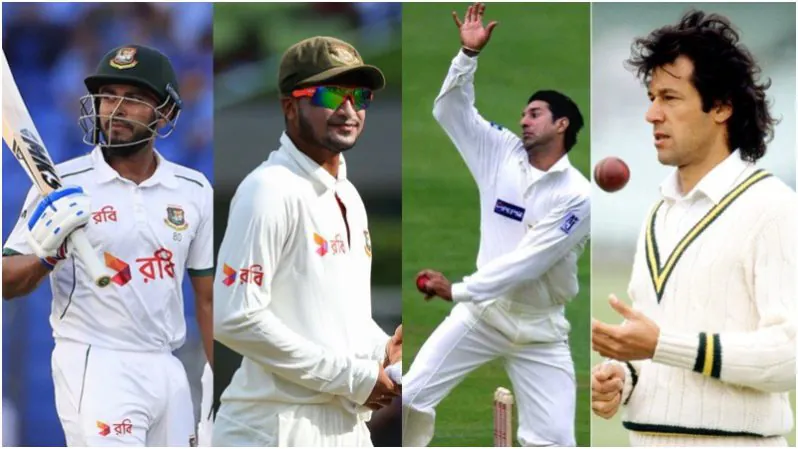 Mehidy Hasan Miraj, Shakib Al Hasan, Wasim Akram and Imran Khan
