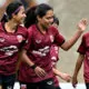 Bangladeshi footballers celebrate goals in Bhutanese league
