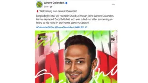 Lahore Qalandars welcomes Shakib