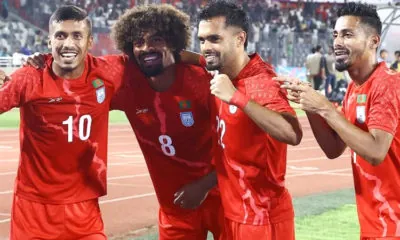 Bangladesh football team with Hamza Chowdhury