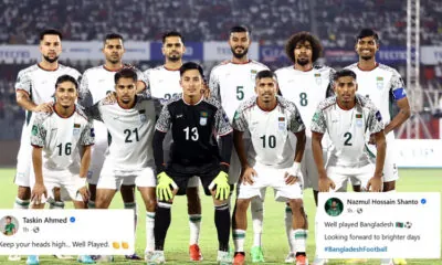 Bangladeshi cricketers shows support for fottball team