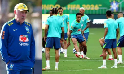 Brazil team practice with Ancelotti