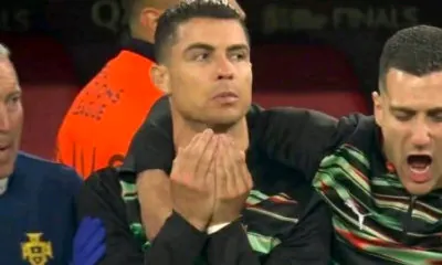 Cristiano Ronaldo pray for his team in Nations Leage final
