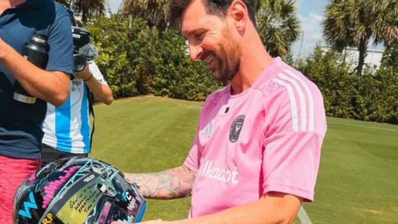 Helmet gifted to Lionel Messi