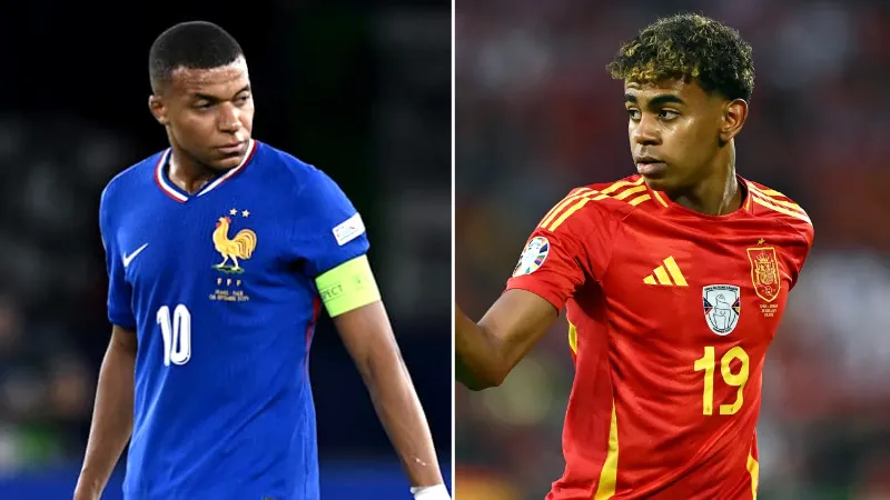 Kyllian Mbappe and Lamine Yamal; France vs Spain