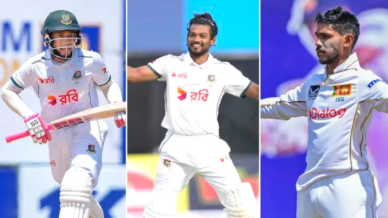 Mushfiqur Rahim, Nazmul Shanto and Pathum Nissanka century in Galle test