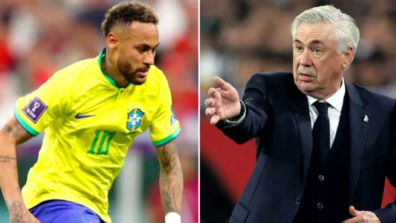 Neymar junior and Carlo Ancelotti