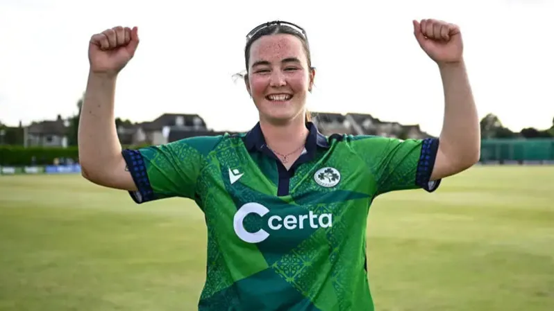 Jane Maguire hit a last-ball six against pakistan to win it for Ireland