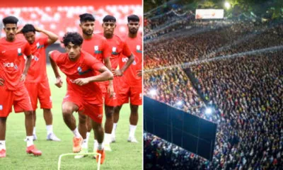 Bangladesh football match in giant screen