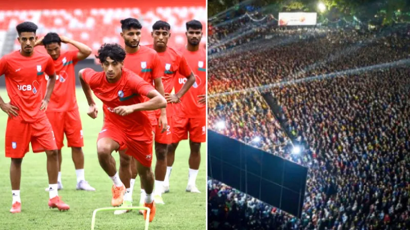 Bangladesh football match in giant screen
