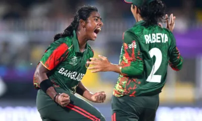 Marufa Akter takes wicket for Bangladesh