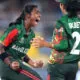 Marufa Akter takes wicket for Bangladesh