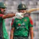 Record-breaking partnership between Soumya and Saif in Mirpur, yet Bangladesh fall short of 300.