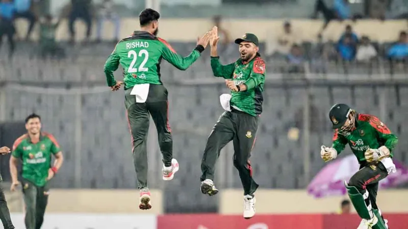 Rishad celebrates wicket