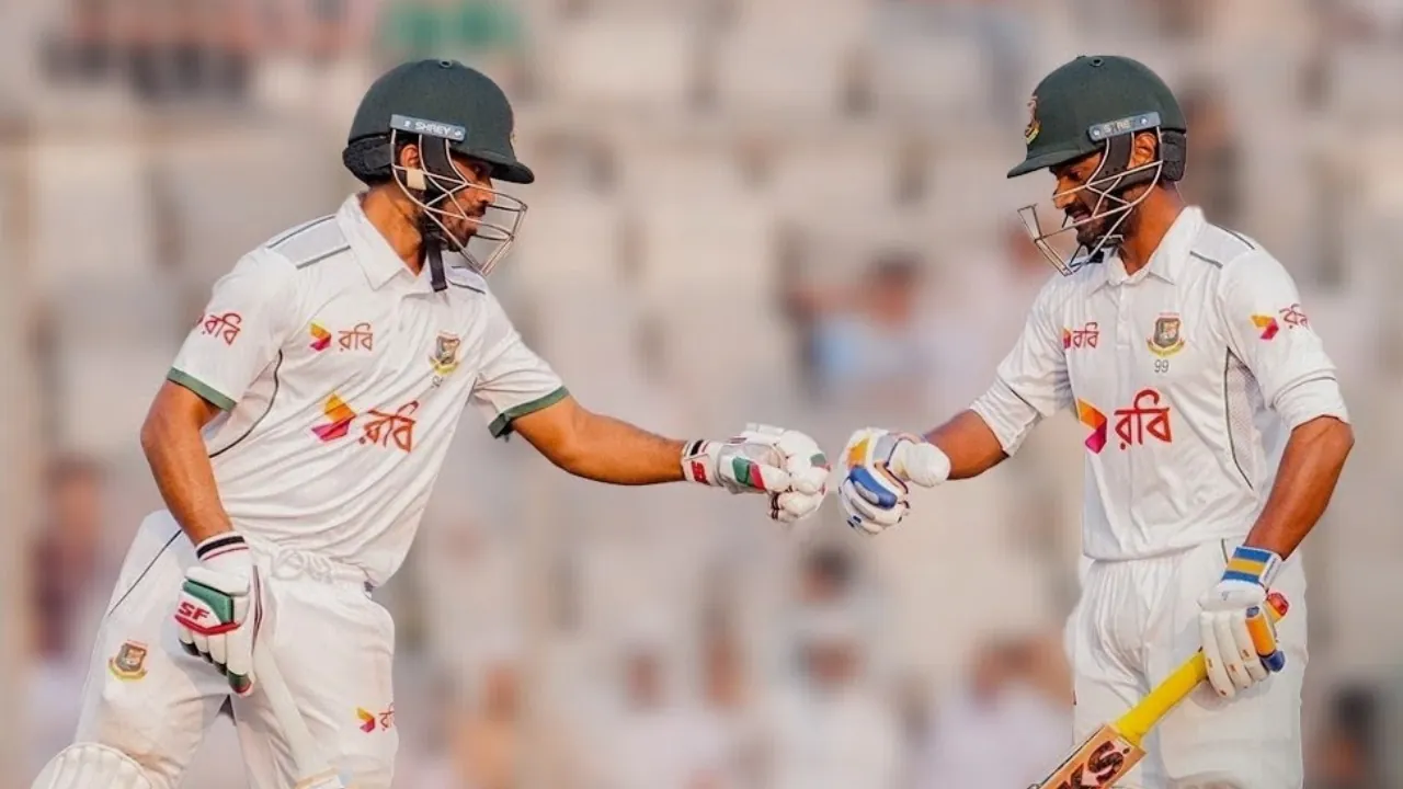 Bangladesh move toward a massive lead with fifties from Shadman and Joy.