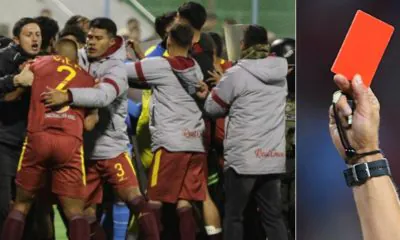 The referee showed 17 red cards in a single match.