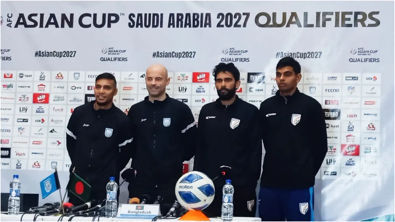 বাংলাদেশ -ভারত প্রি- ম্যাচ কনফারেন্স।