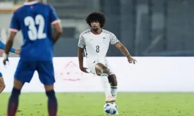 Bangladesh concede a goal to Nepal in the first half.