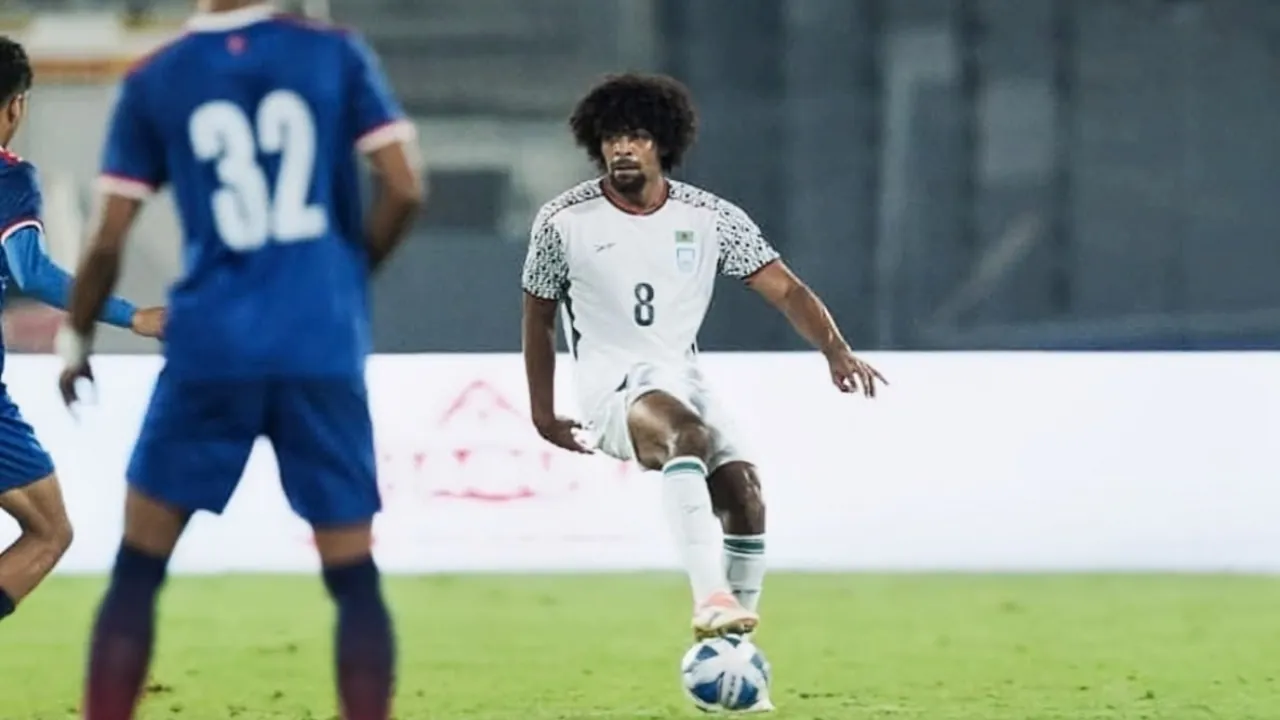 Bangladesh concede a goal to Nepal in the first half.