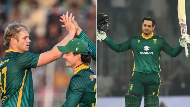De Kock’s century helps South Africa beat Pakistan and level the series.