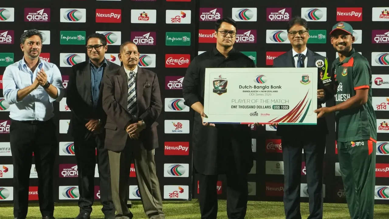 Shanto Wins POTM against New Zealand in 3rd ODI