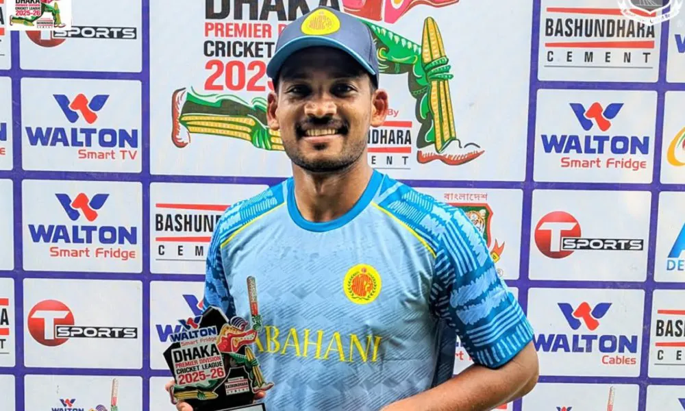 Shanto scores a century in his very first DPL match after the Test series.